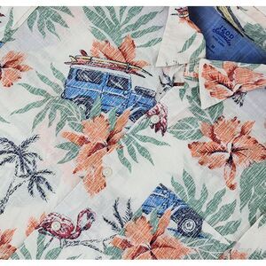 Izod Saltwater Men's M Tropical Short‎ Sleeve Button Down Relaxed Shirt EUC